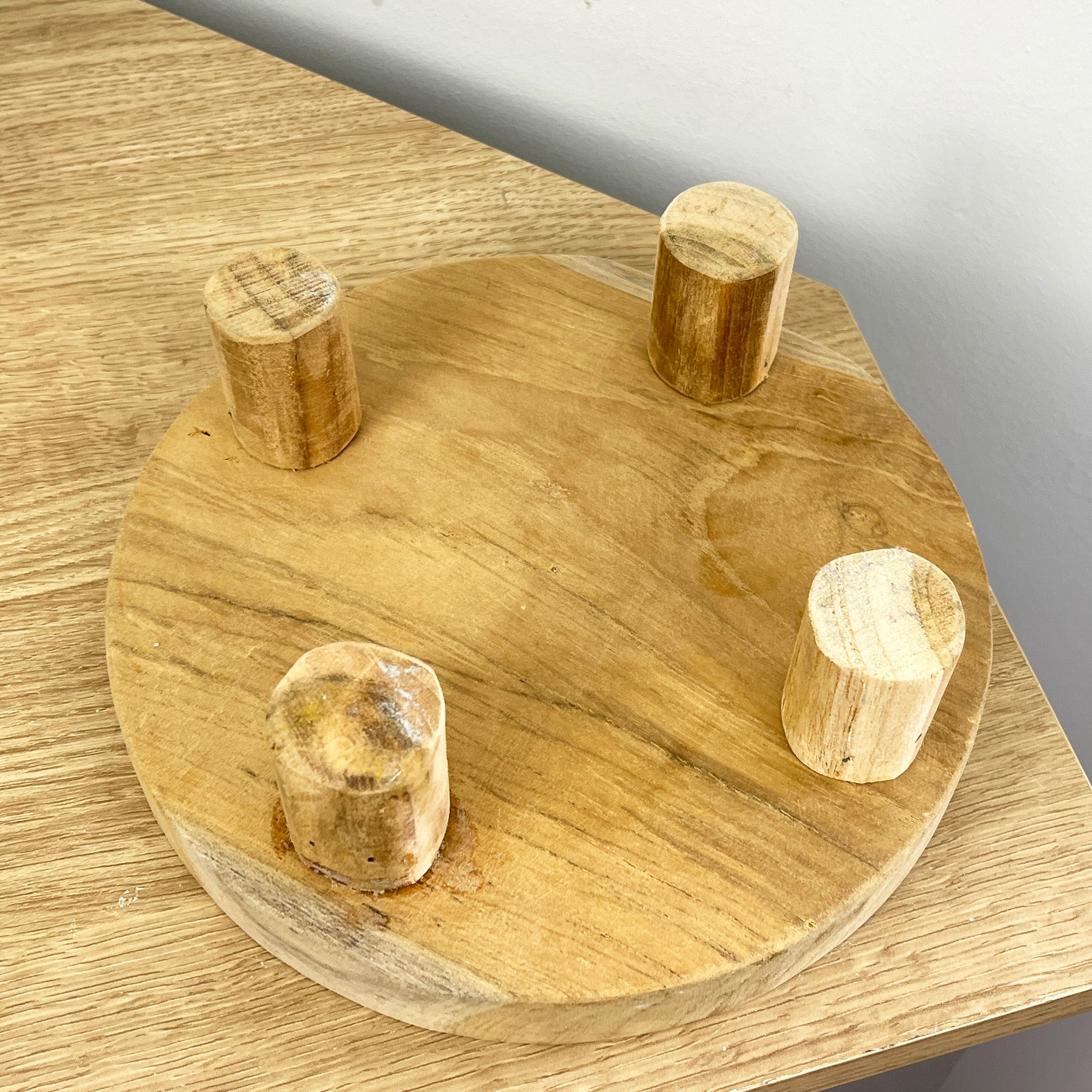 20cm Round Teak Wood Display Board / Plant Pot Stand