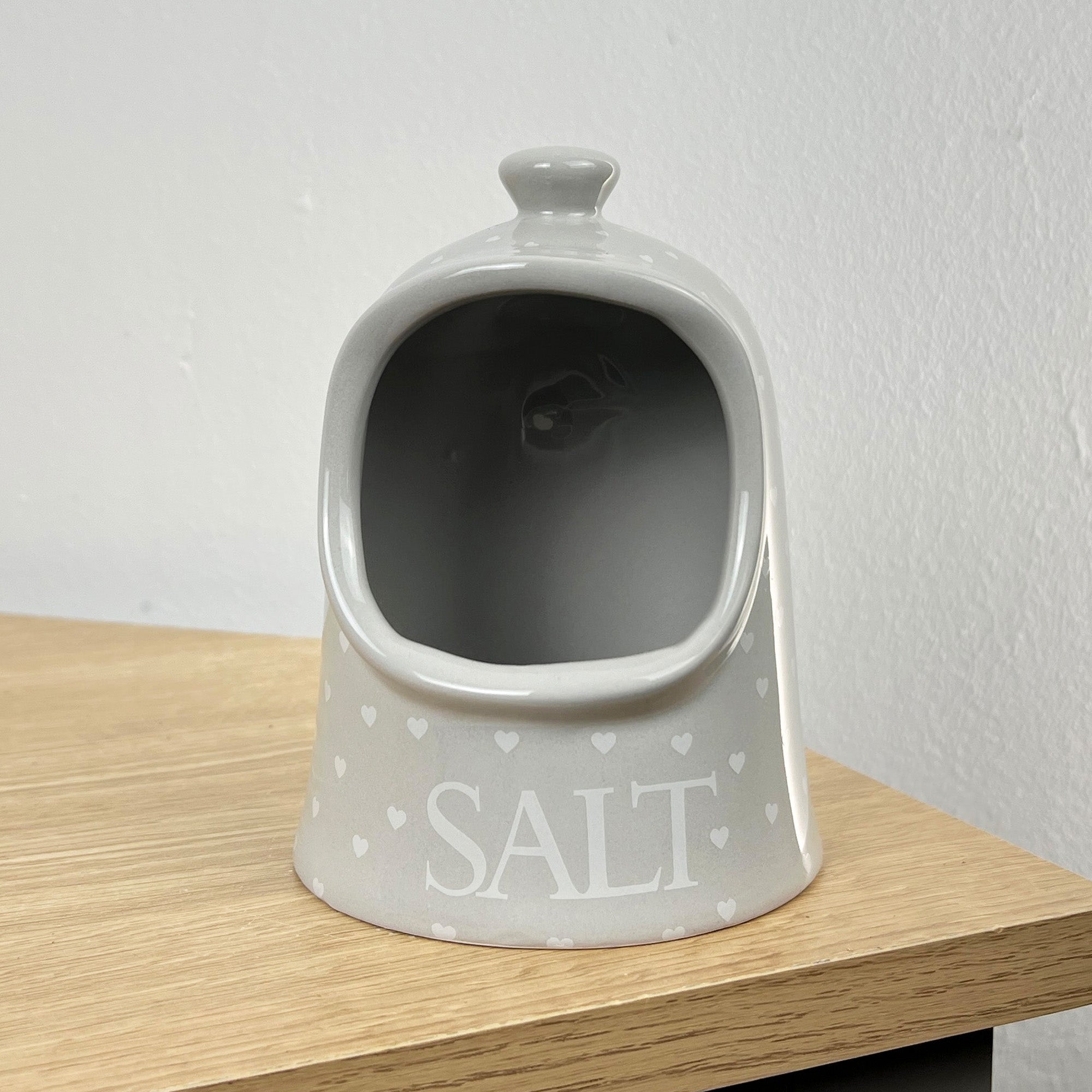 Salt Pig - Grey and White Hearts
