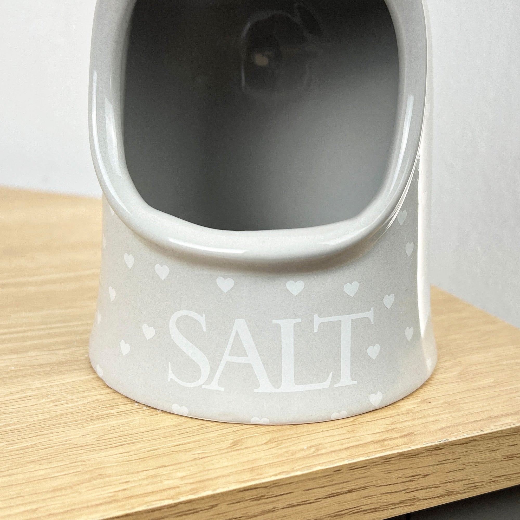 Salt Pig - Grey and White Hearts
