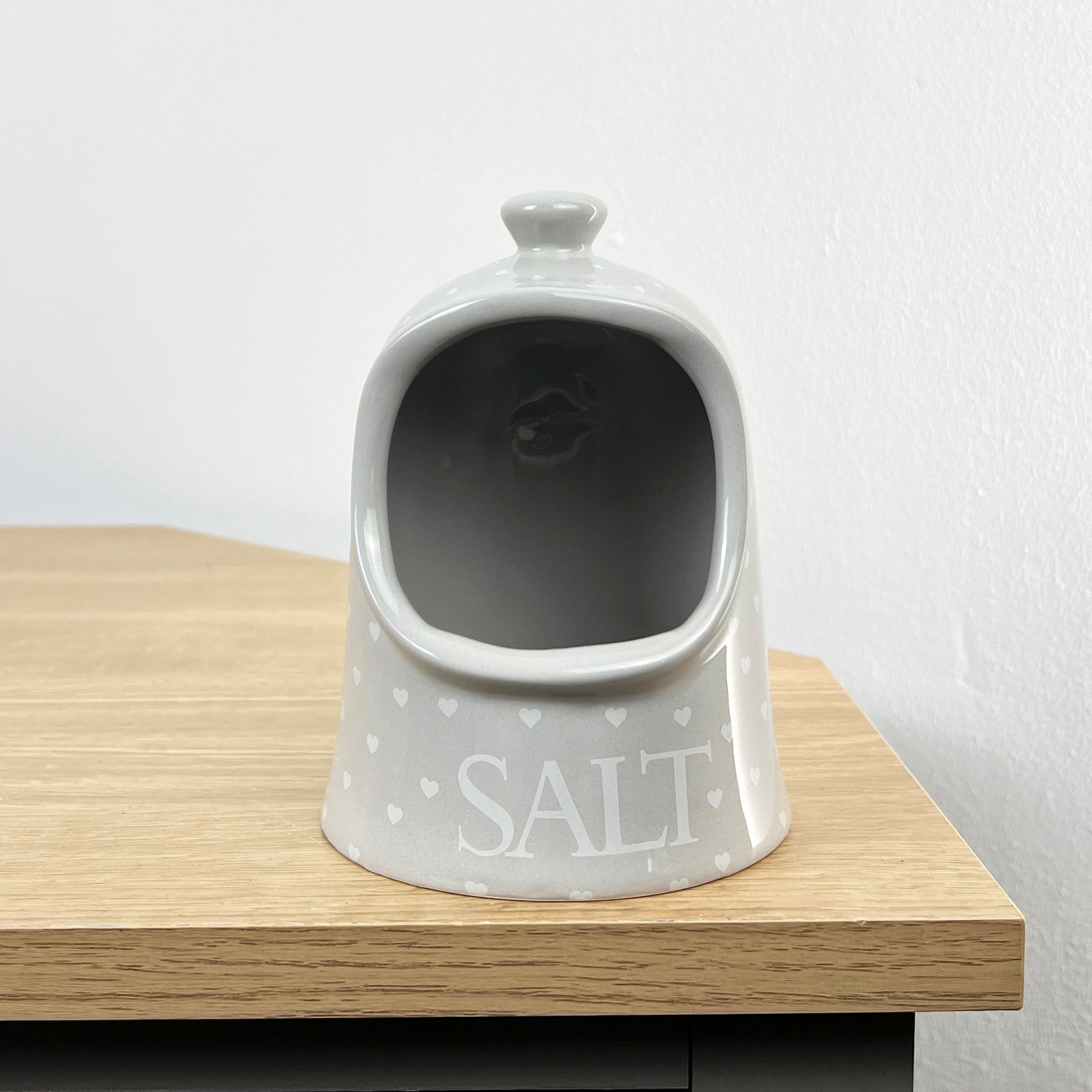 Salt Pig - Grey and White Hearts