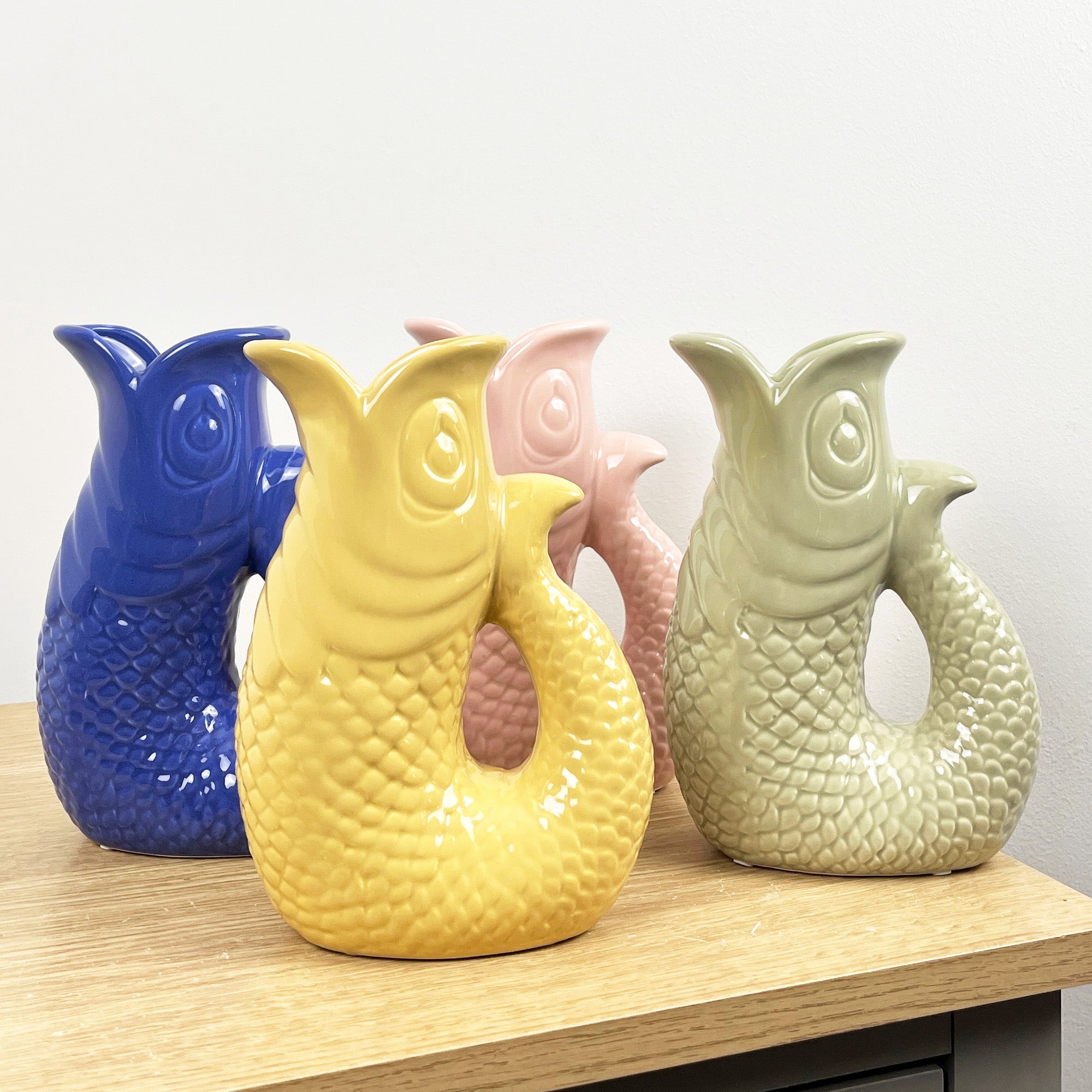 20.5cm Tall Nautical Fish Jug Ornament - Pastel Pink