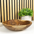 Hand Carved 30cm Round Decorative Bowl - Teak Wood