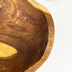Hand Carved 30cm Round Decorative Bowl - Teak Wood