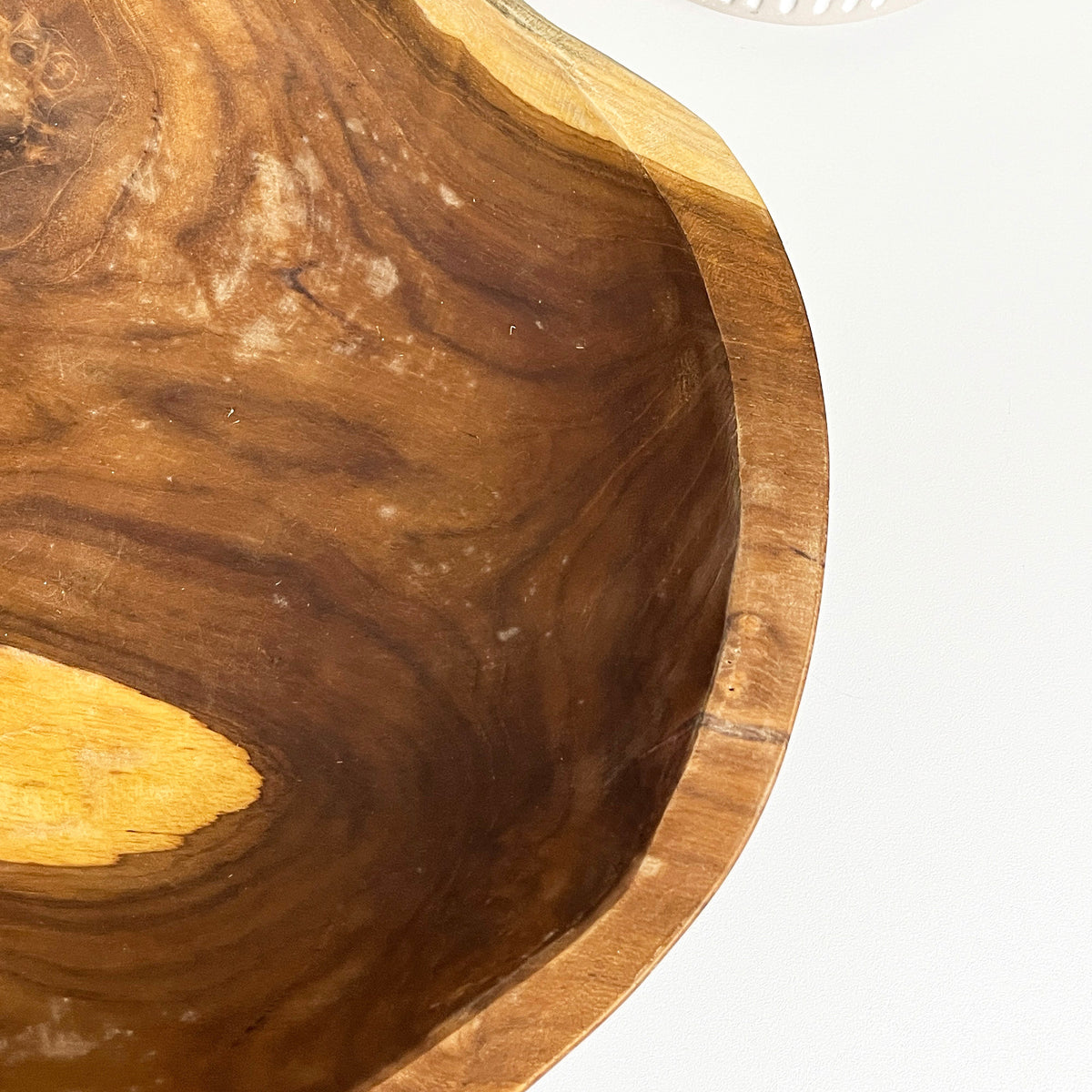 Hand Carved 30cm Round Decorative Bowl - Teak Wood