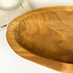 Hand Carved 37.5cm Long Decorative Bowl - Teak Wood