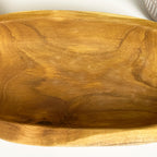Hand Carved 37.5cm Long Decorative Bowl - Teak Wood