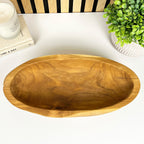 Hand Carved 37.5cm Long Decorative Bowl - Teak Wood