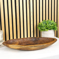 Hand Carved 46.5cm Large Long Decorative Bowl - Teak Wood