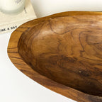 Hand Carved 46.5cm Large Long Decorative Bowl - Teak Wood