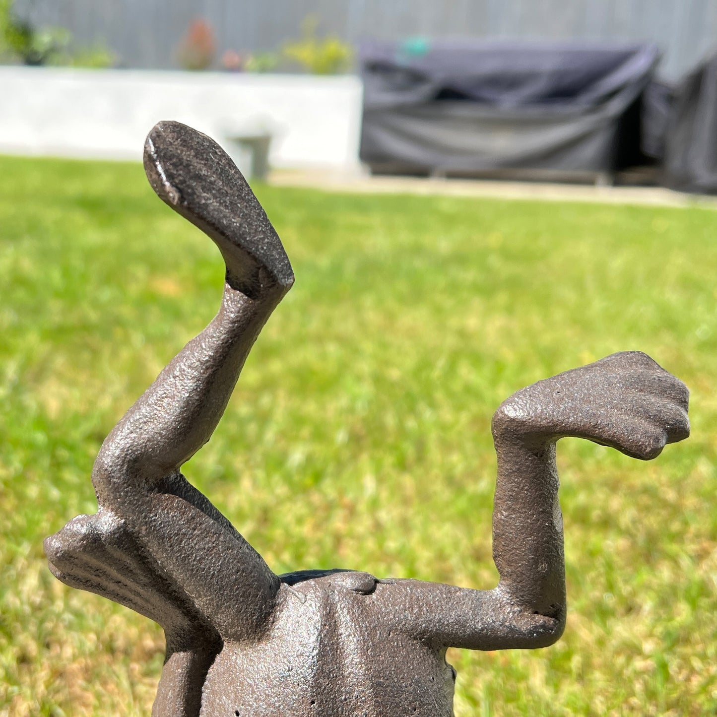 Hand Standing Frog on Lily Pad - Cast Iron