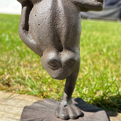 Hand Standing Frog on Lily Pad - Cast Iron