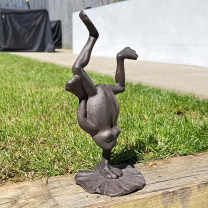 Hand Standing Frog on Lily Pad - Cast Iron