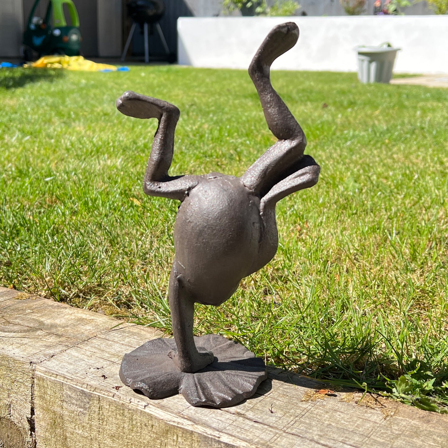 Hand Standing Frog on Lily Pad - Cast Iron