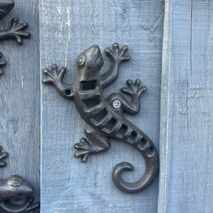 Set of 3 Small Gecko / Lizard Garden Wall Decorations