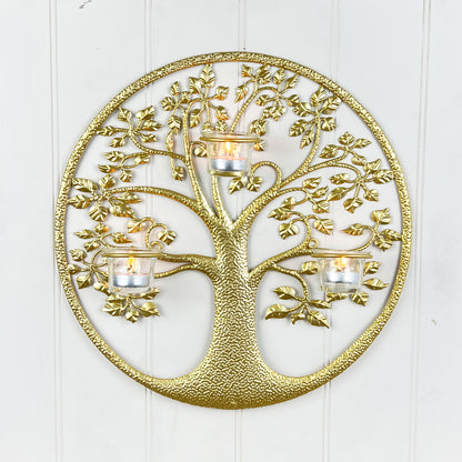 40cm Tree of Life Wall Art Tea Light Candle Holder