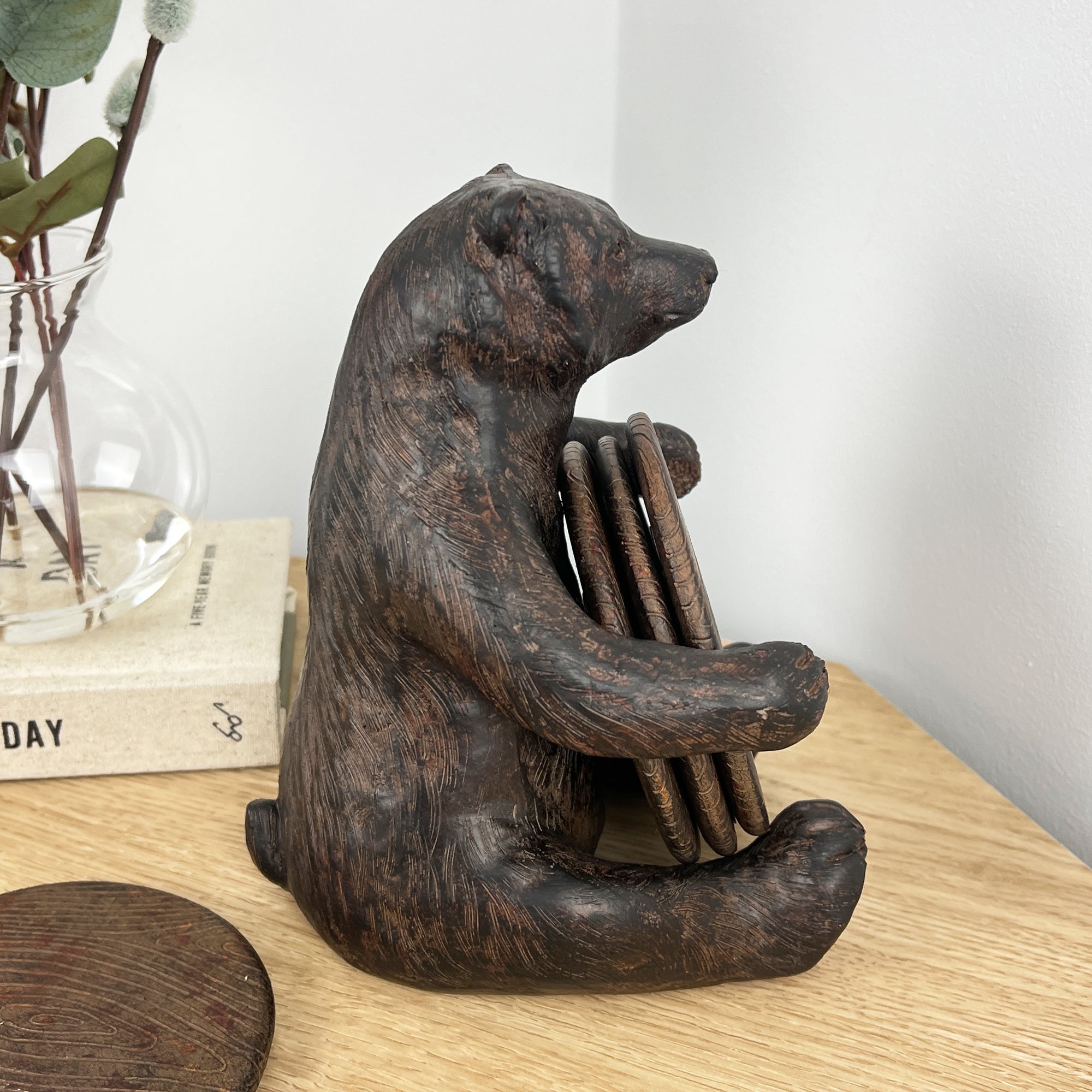 Bear Ornament Coasters with Holder Set