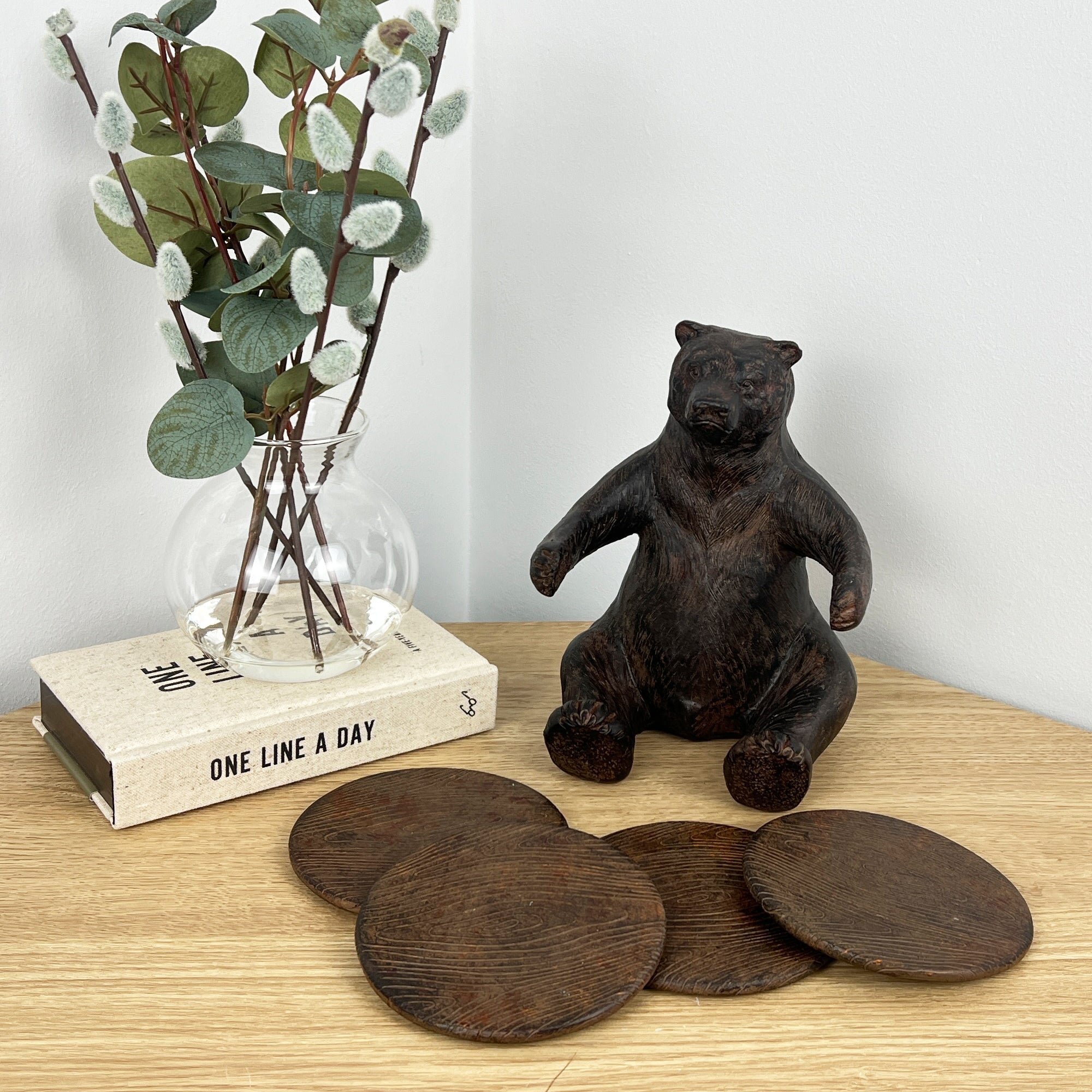 Bear Ornament Coasters with Holder Set