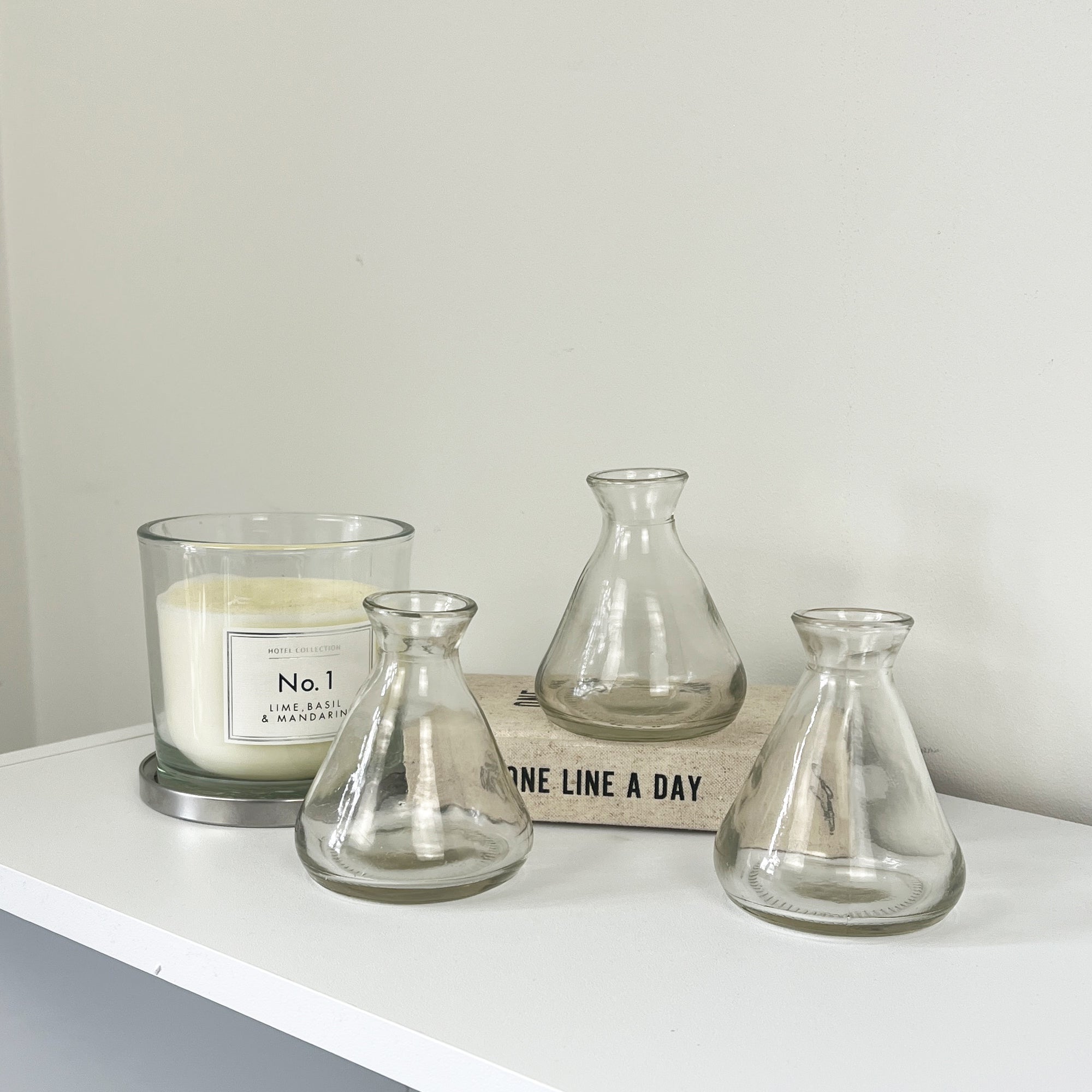 Set of 3 Conical Glass Bud Vases - Clear