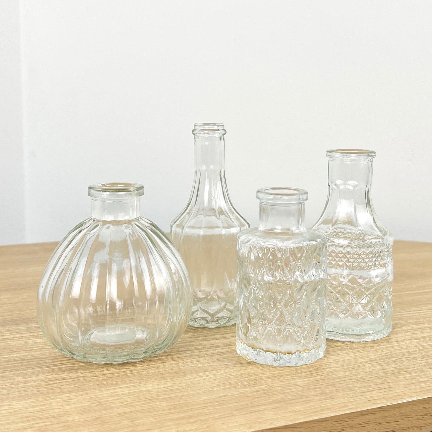 Set of 4 Vintage Style Bud Vases - Clear