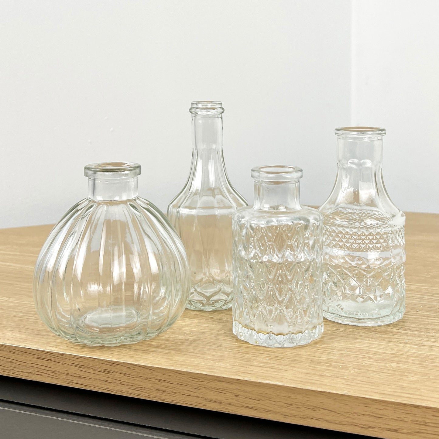 Set of 4 Vintage Style Bud Vases - Clear