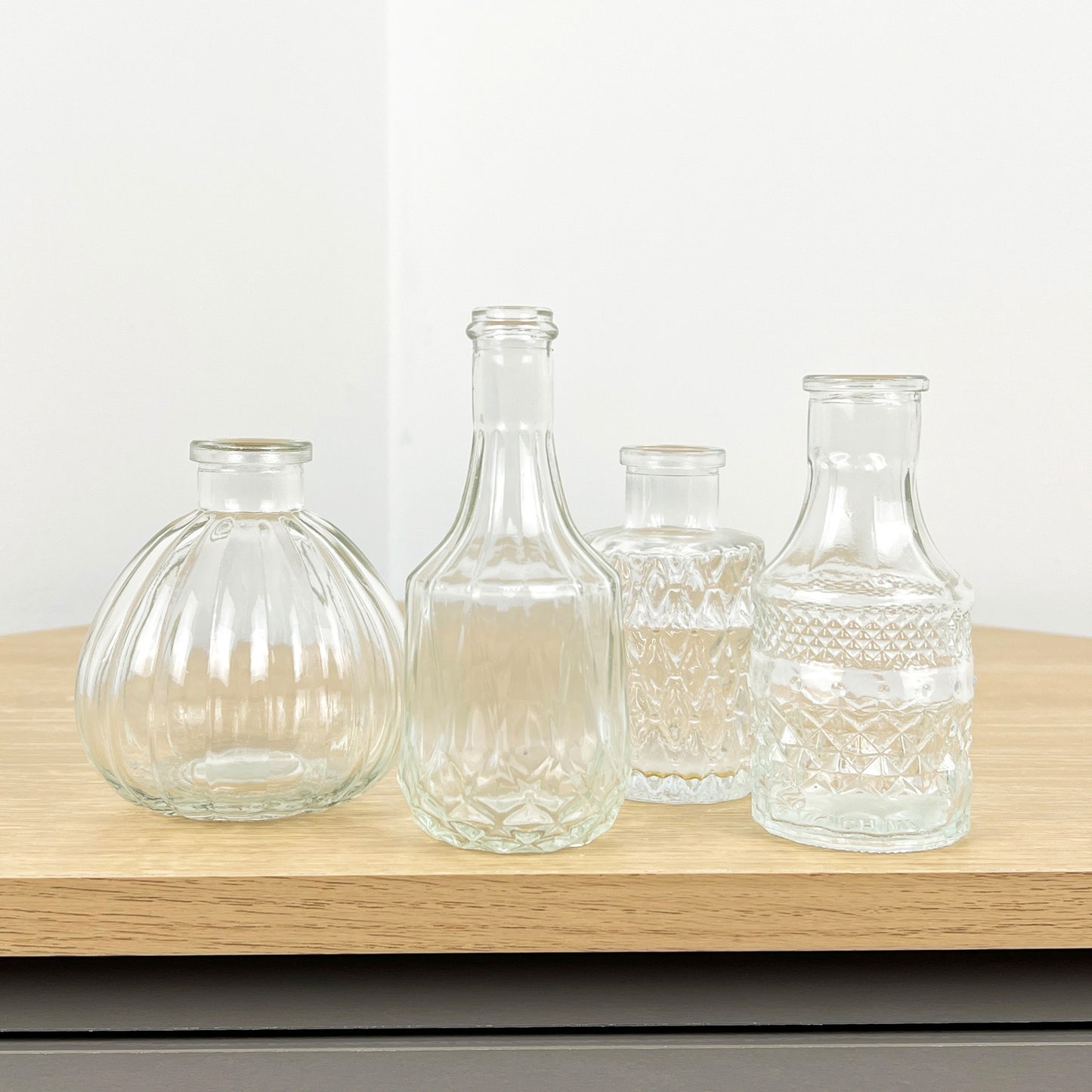 Set of 4 Vintage Style Bud Vases - Clear