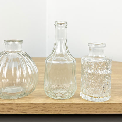 Set of 4 Vintage Style Bud Vases - Clear