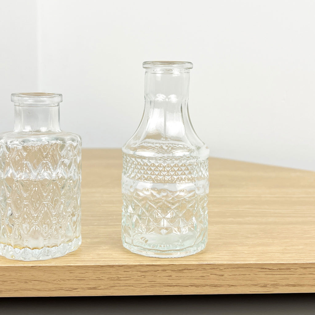 Set of 4 Vintage Style Bud Vases - Clear