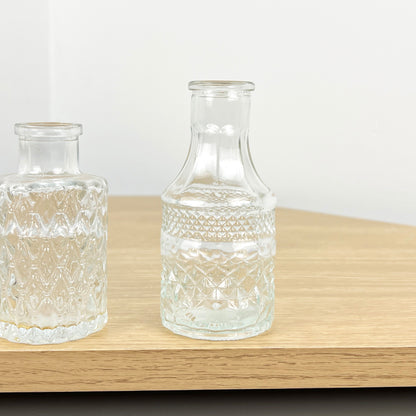 Set of 4 Vintage Style Bud Vases - Clear