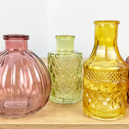 Set of 4 Vintage Style Bud Vases - Autumn Mix