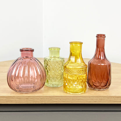 Set of 4 Vintage Style Bud Vases - Autumn Mix