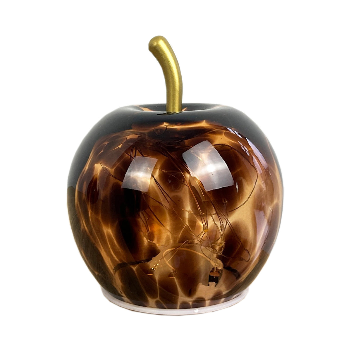 12cm 'Leopard Print' Glass Apple LED Light Up Ornament