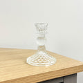 10.5cm Pressed Glass Candlestick Holder - Clear