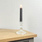 10.5cm Pressed Glass Candlestick Holder - Clear