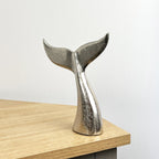 17cm Small Silver Whale Tail Ornament - Aluminium