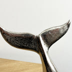 17cm Small Silver Whale Tail Ornament - Aluminium