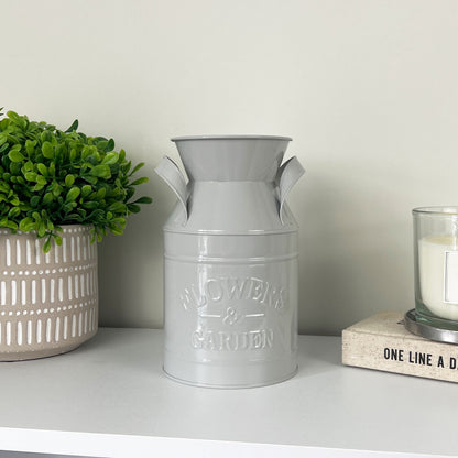 19cm Milk Churn Vase / Planter - Grey