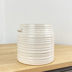 Ribbed Ceramic Plant Pot Holder - Neutral Home Decoration