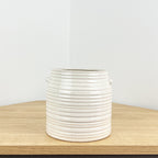 Ribbed Ceramic Plant Pot Holder - Neutral Home Decoration