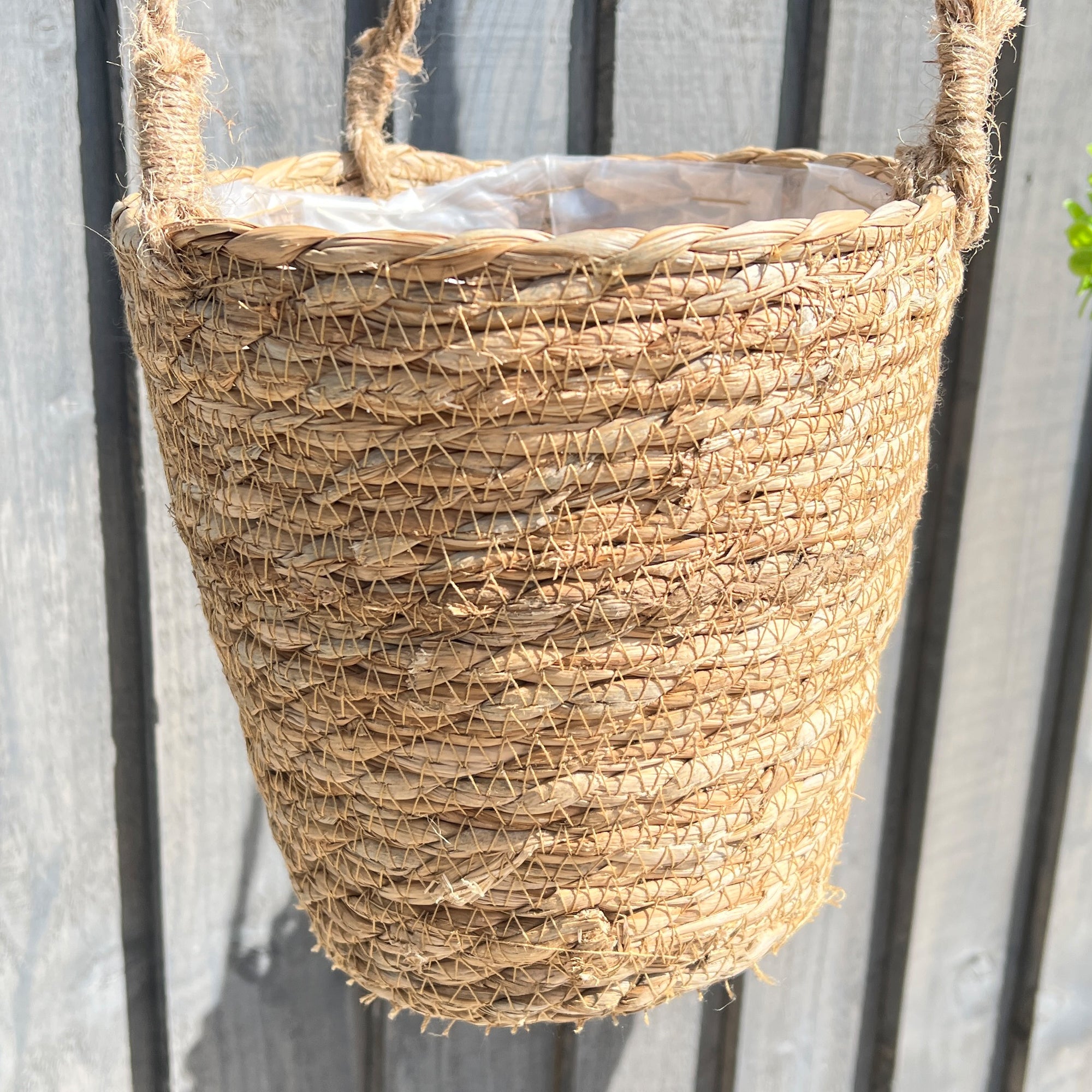 Set of 2 Hanging Woven Grass Planters