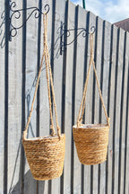 Set of 2 Hanging Woven Grass Planters