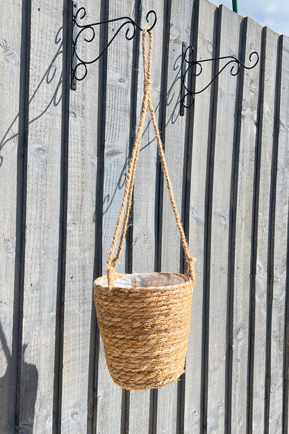 Set of 2 Hanging Woven Grass Planters