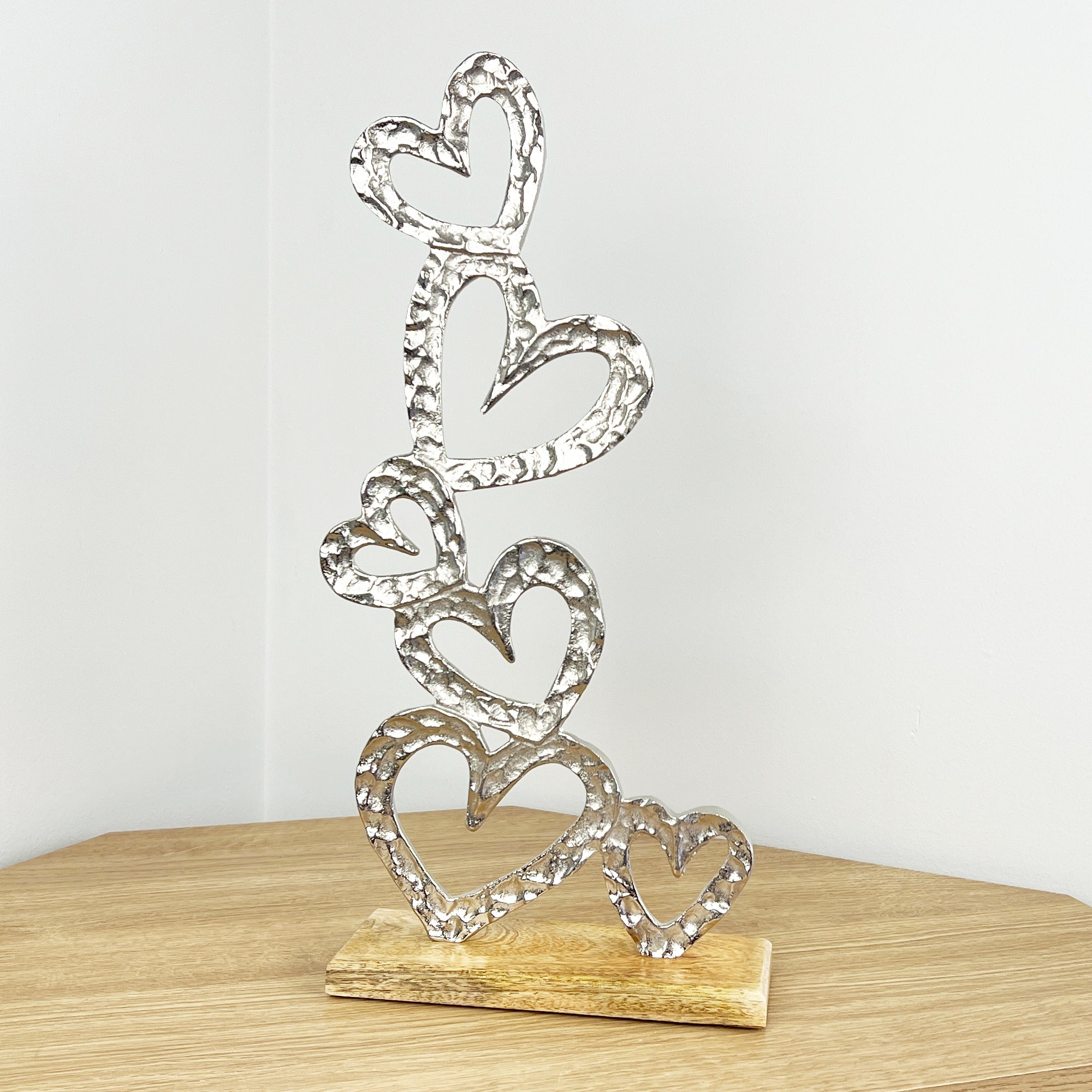 Large Hearts Sculpture on Wood