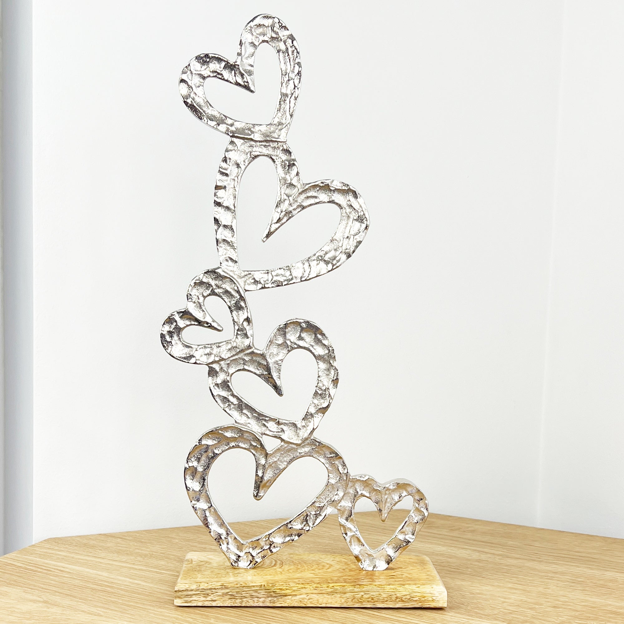 Large Hearts Sculpture on Wood