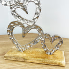Large Hearts Sculpture on Wood