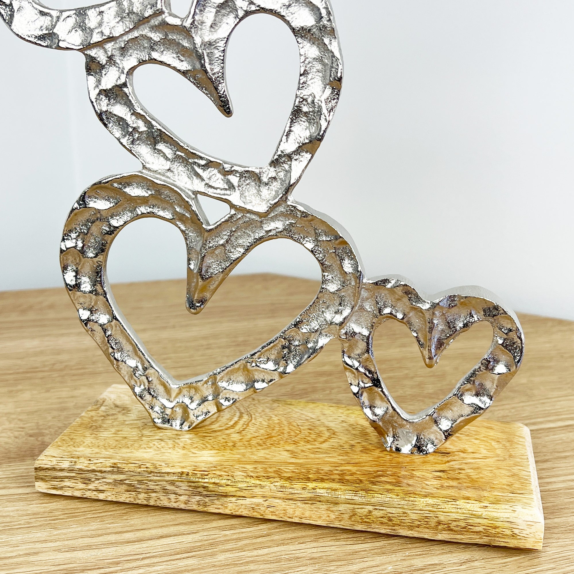 Large Hearts Sculpture on Wood