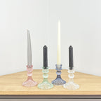 Set of 4 Glass Candle Holders – Pastel Mix