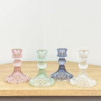 Set of 4 Glass Candle Holders – Pastel Mix