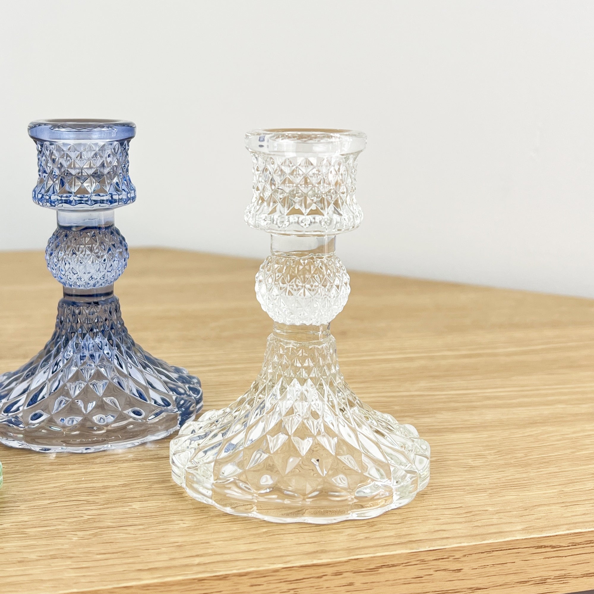 Set of 4 Glass Candle Holders – Pastel Mix