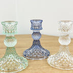 Set of 4 Glass Candle Holders – Pastel Mix