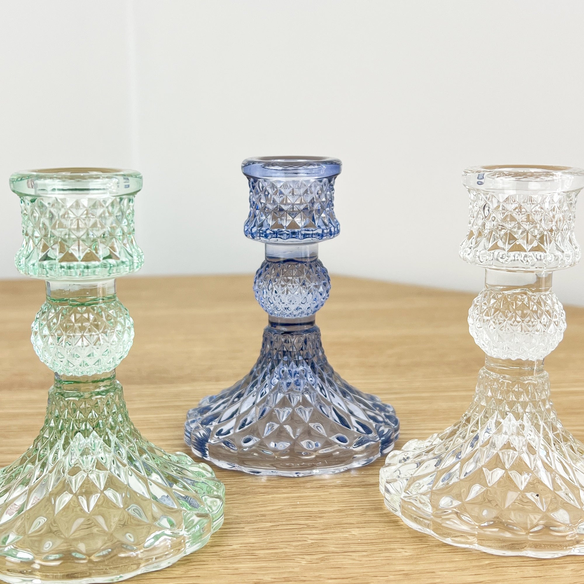 Set of 4 Glass Candle Holders – Pastel Mix